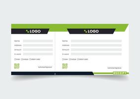 Blank template of the payment slip. Checkbook cheque page with empty fields. vector