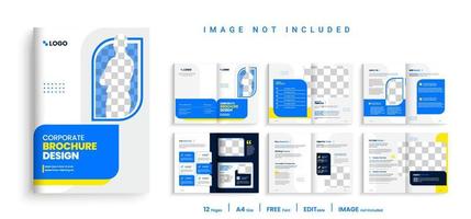 Brochure creative design. Multipurpose template with cover, back and inside pages. Trendy minimalist flat geometric design. Vertical a4 format. vector