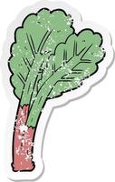 distressed sticker of a cartoon rhubarb vector