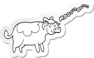 sticker of a cartoon cow vector