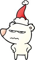 angry bear polar gradient cartoon of a wearing santa hat vector