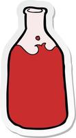 sticker of a cartoon bottle vector