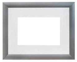 modern wide silver picture frame with grey mat photo