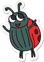 sticker of a quirky hand drawn cartoon ladybird vector