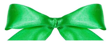 green silk bow knot isolated on white photo