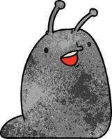 textured cartoon of a cute kawaii slug vector