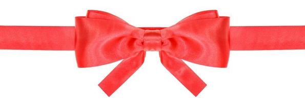 red ribbon and symmetric bow with square cut ends photo