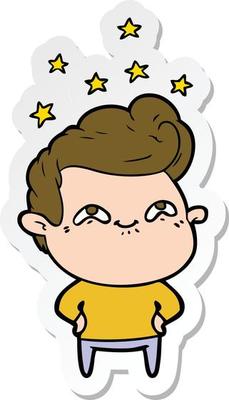 sticker of a cartoon excited man