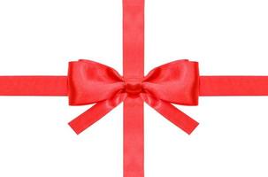 red bow with square cut ends on intersection photo
