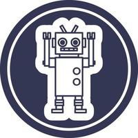 dancing robot circular icon vector