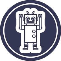 dancing robot circular icon vector