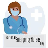 National Emergency Nurses Day, idea for a poster, banner, flyer or postcard on a medical theme vector