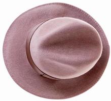 brown felt man's hat top view isolated photo