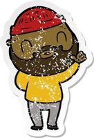 distressed sticker of a cartoon bearded man vector