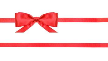 red satin bow knot and ribbons on white - set 20 photo