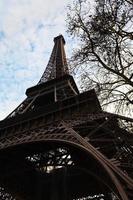 torre eiffel y ramas de árboles en parís foto