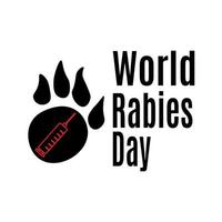 World Rabies Day, idea for banner, poster or themed flyer, animal paw print and syringe silhouette vector