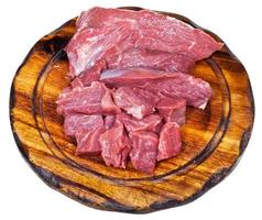 sliced raw beef meat on cutting board photo