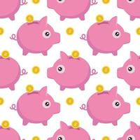 A piggy bank icon in a flat style, highlighted on a white background. Vector illustration with seamless pattern.A set of piggy banks. Making money, saving, investing, business advertising.