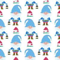 Vector seamless pattern with the image of a gnome, a lantern and stars. Seamless vector printing on children's fabrics, wallpaper, textiles, packaging, design.