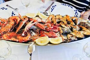 plate with cooked seafood photo