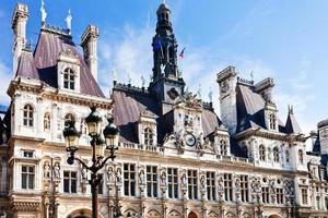 facade of Hotel de Ville City Hall in Paris photo