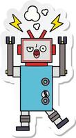 sticker of a cute cartoon broken robot vector