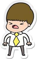 sticker of a cartoon stressed man vector