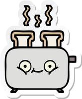 sticker of a cute cartoon of a toaster vector