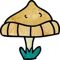 textured cartoon doodle of a single mushroom vector