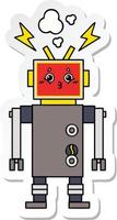 pegatina de un lindo mal funcionamiento del robot de dibujos animados vector