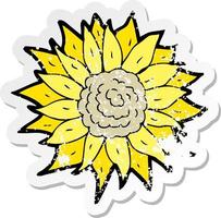 retro distressed sticker of a cartoon sunflower vector