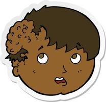 sticker of a cartoon boy with ugly growth on head vector