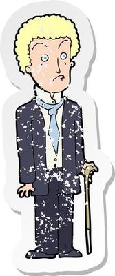 retro distressed sticker of a cartoon unhappy gentleman
