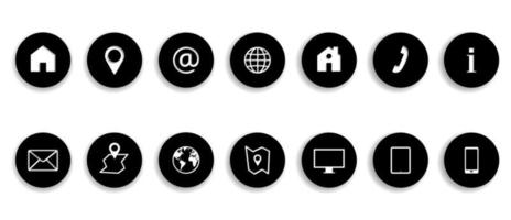 Modern circle Contact us business icon set for web and mobile. Die cut with shadow style vector illustration