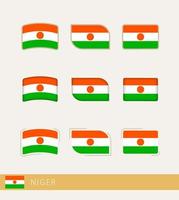 Vector flags of Niger, collection of Niger flags.