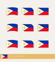 banderas vectoriales de filipinas, colección de banderas de filipinas. vector