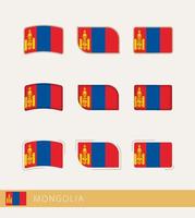 banderas vectoriales de mongolia, colección de banderas de mongolia. vector