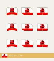 Vector flags of Gibraltar, collection of Gibraltar flags.