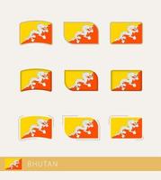 Vector flags of Bhutan, collection of Bhutan flags.