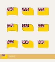 banderas vectoriales de niue, colección de banderas de niue. vector