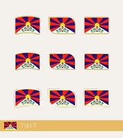 banderas vectoriales del Tíbet, colección de banderas del Tíbet. vector