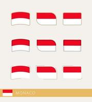 Vector flags of Monaco, collection of Monaco flags.