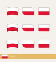 banderas vectoriales de polonia, colección de banderas de polonia. vector