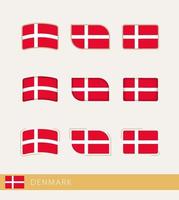 banderas vectoriales de Dinamarca, colección de banderas de Dinamarca. vector