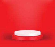 Product display podium on red background, 3D rendering podium vector