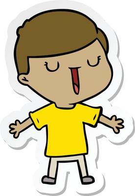 sticker of a cartoon happy boy