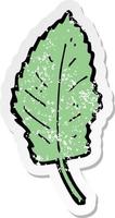 retro distressed sticker of a cartoon leaf symbol vector