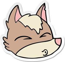 sticker of a cartoon wolf face whistling vector