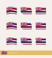 banderas vectoriales de hawaii, colección de banderas hawaii. vector